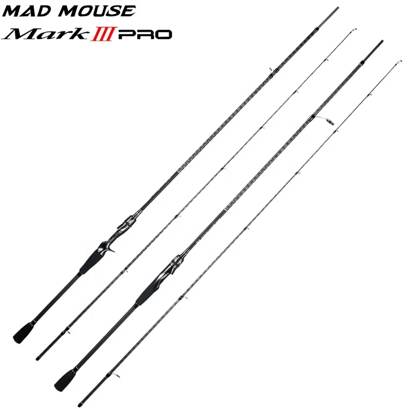 

New MADMOUSE MARK III PRO Lure Fishing Rod 1.98m 2.09m 2.28m N/ML Power MF Action Lure WT 3-21g 2pcs Spinning Casting Rods, Black