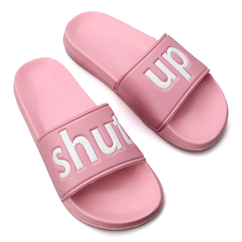 

Wholesale Unisex Flip Flops Funny Letters Printed Men Women Indoor Shoes Designer Loafers House Slippers Casual Slides