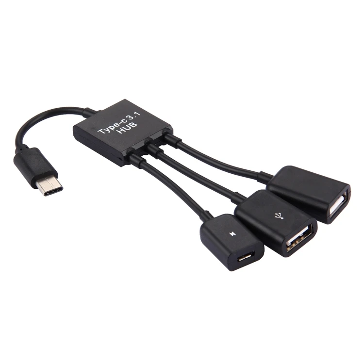 

1/6 Top Supplier 17.8cm 3 in 1 USB-C / Type-C 3.1 OTG Charge HUB Cable for Smartphones