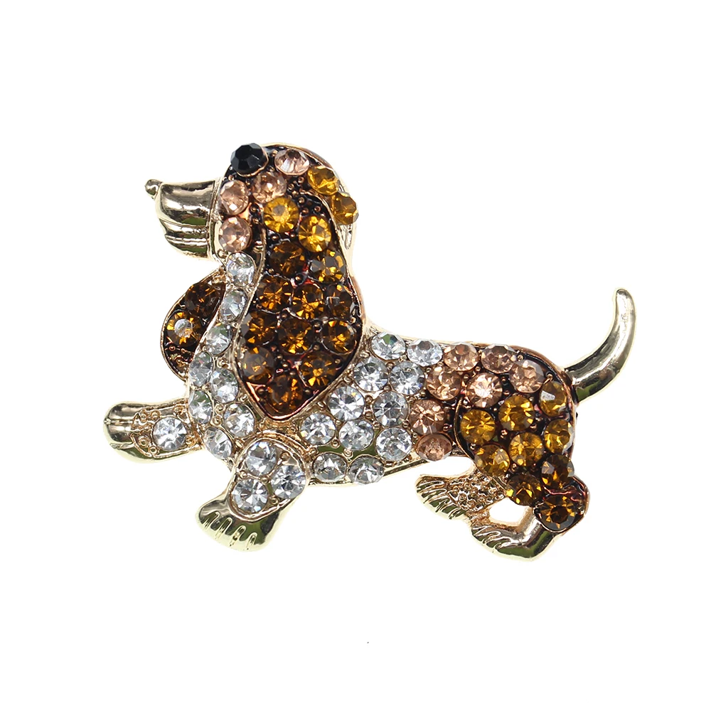 

Custom Cute Puppy Rhinestone Pet Animal Brooch For Women, As picture