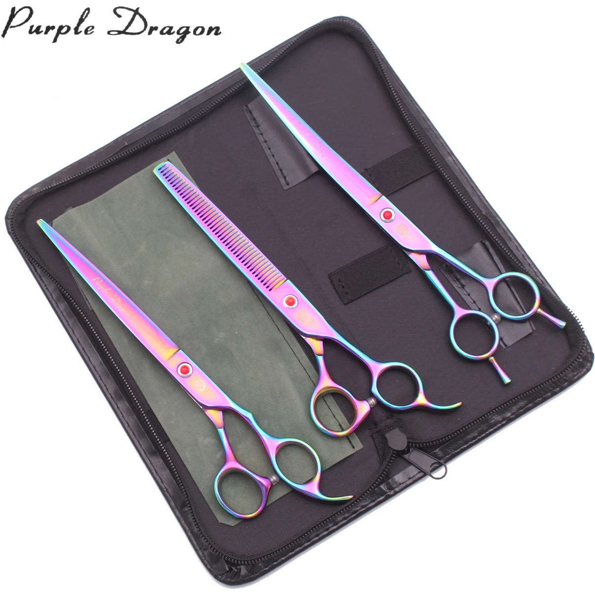 

Dog Scissors Kit 8" Purple Dragon Japan Stainless Pet Grooming Scissors Straight Scissors Thinning Shears Curved Shears Z3005, Gold color