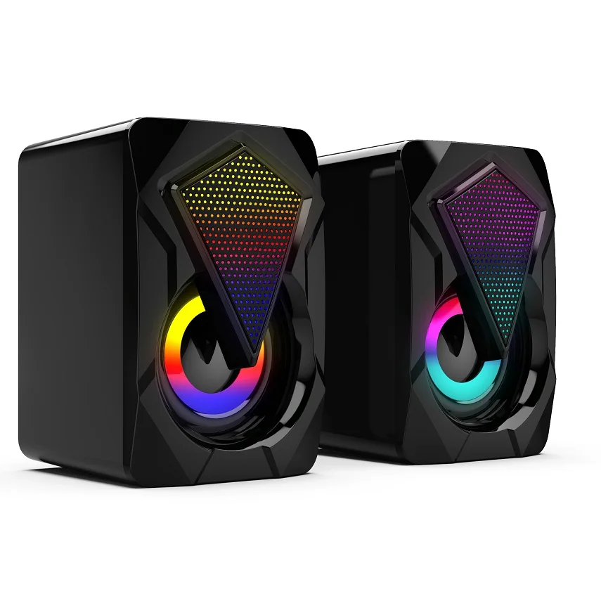 

X2 Colorful LED Light PC Speaker Wired USB Power Computer RGB LED Gaming Speaker