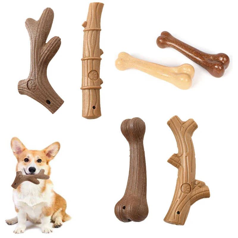 

Pet Dog Chew Toys Molar Teeth Clean Stick Cute Bone Shape Durable Bite Puppy Interactive Toy Pet Supplies Interesting Pine Wood