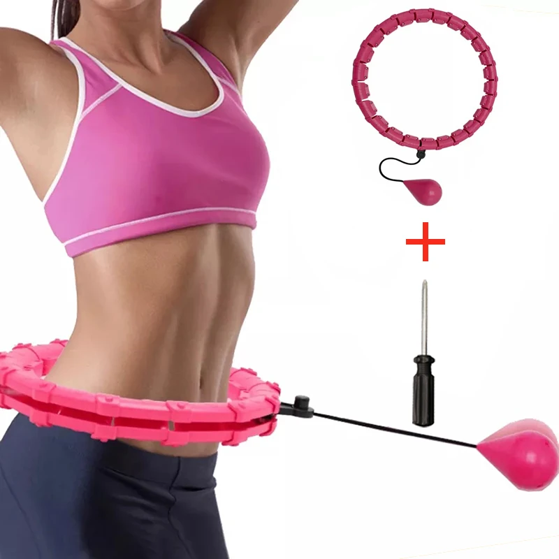 

Adjustable Sport Abdominal Thin Waist Exercise Detachable Massage Hoops Fitness Equipment Gym Home Training Weight Loss fitness, Pink/purple