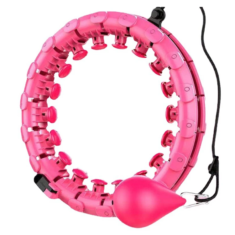 

2021 New Design No Slip No Pain Home Training Detachable Magnetic Massage Weight Hula Ring Hoop, Purple,pink