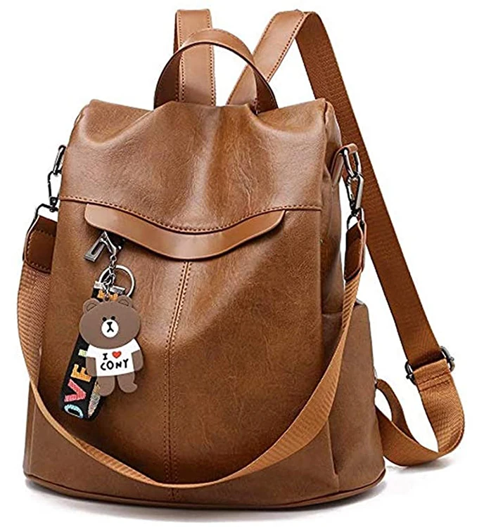 

Qetesh Wishliker Women Designer Hiking Backpack Anti-theft Daypack Waterproof Pu Fashion Bags
