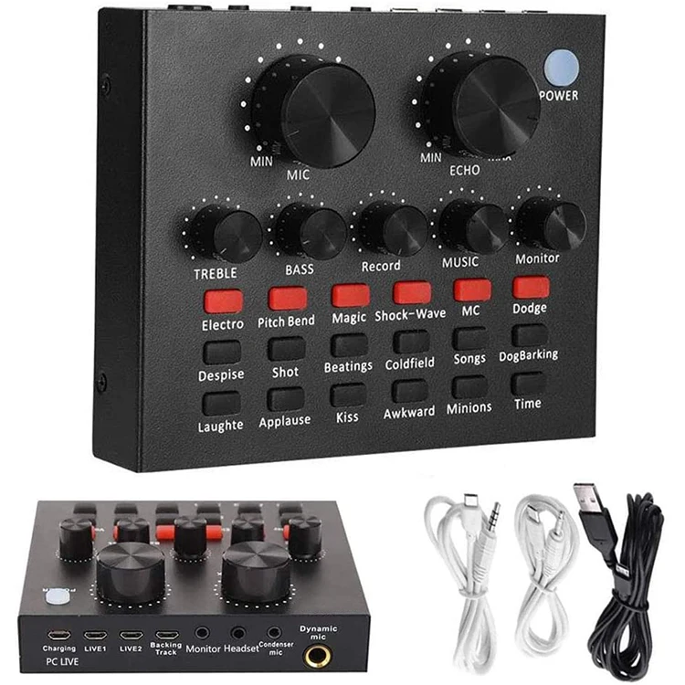 

V8 Sound Card Blue Tooth Sound Mixer Board For Live Streaming With Effects,Professional Sound Card Music Audio Stuio Equipment