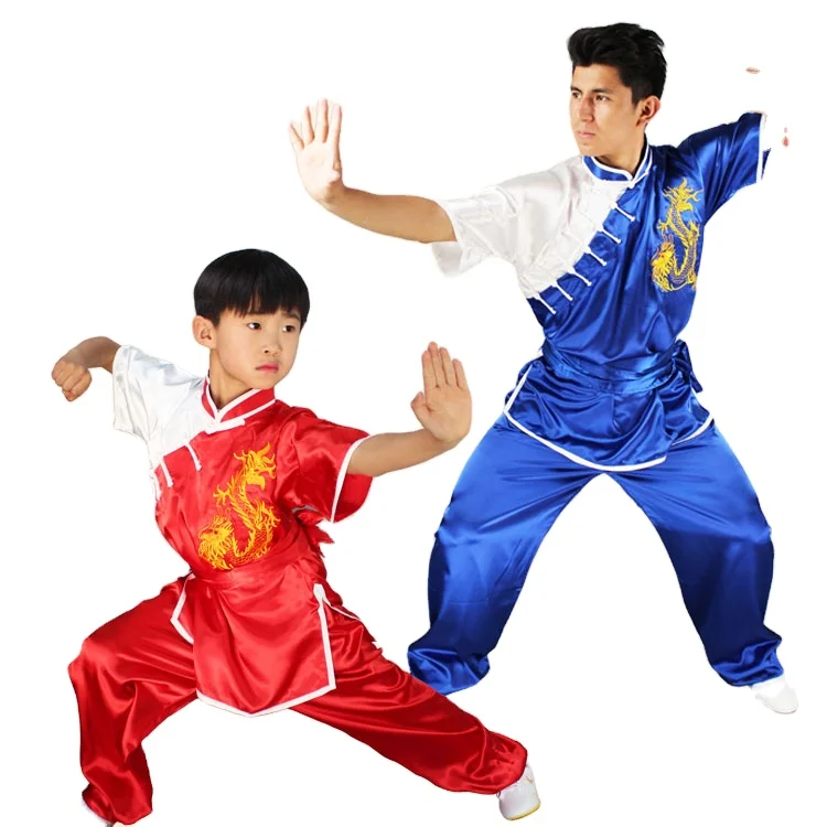 

Tai chi Uniform Cotton Silk Quality Wushu Kung fu Clothing Kids Adults Martial arts Wing Chun Suit Embroidery Casual Clothing, As the pictures