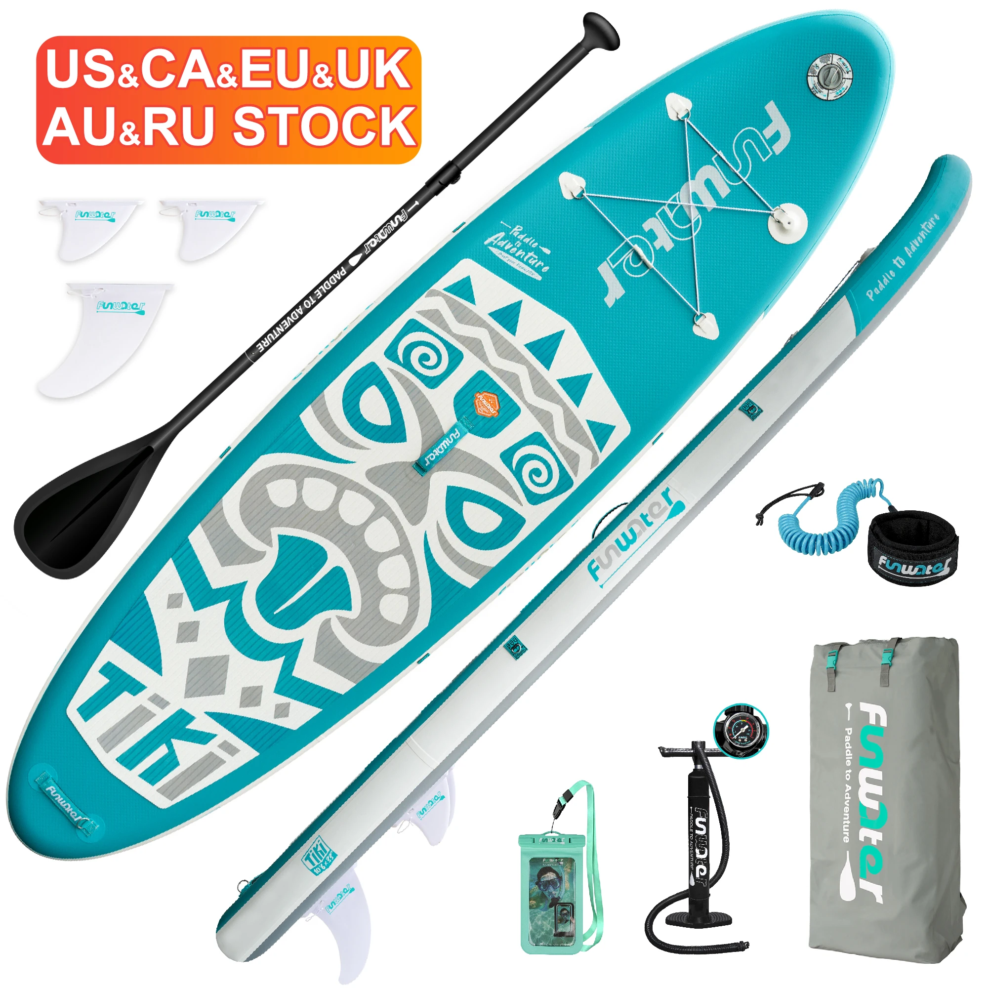 

FUNWATER Dropshipping OEM 10'6" sup paddle board inflatable water surf board high quality sup stand up paddle board surfingboard, Blue