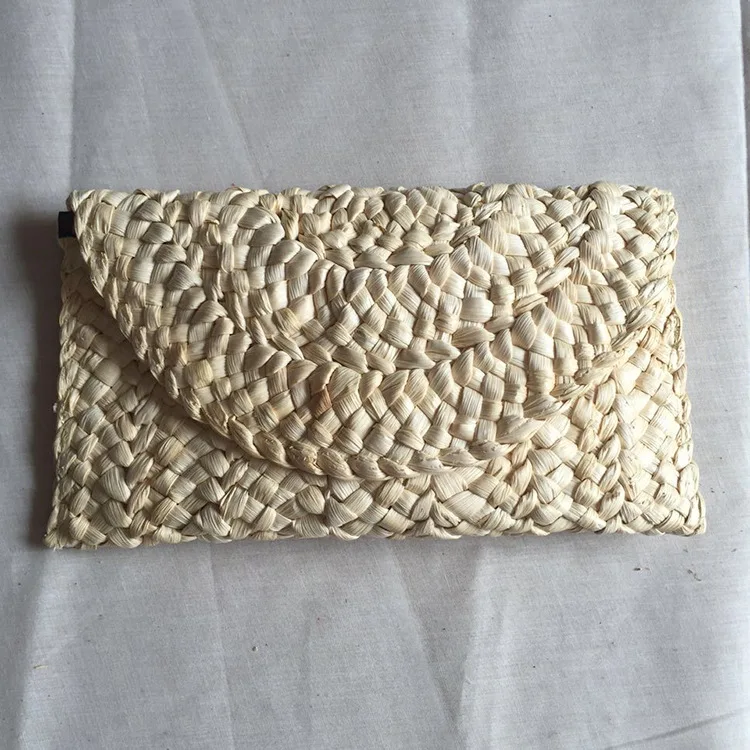

Hand woven women Beige Long clutch bag