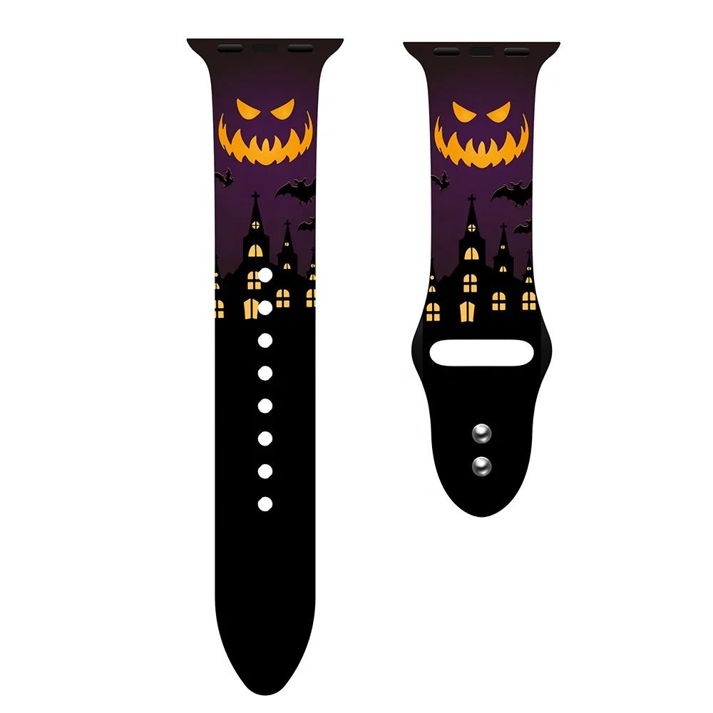 

Halloween Compatible For Apple Watch Soft Silicone Pattern 38 40mm 42 44mm Womens Watch Bands For Iwatch Series 1 2 3 4 5 6