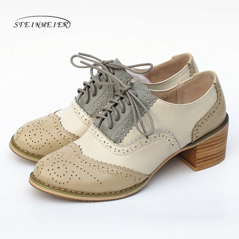 

Women oxford pumps shoes vintage genuine leather lady Thick heels Retro Vintage oxford shoes for women black brown shoes 2021 Pumps