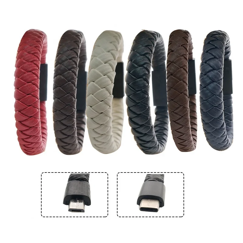 

New Leather Bracelet Charger Cable USB Type-C Charger Data Charging Cable Sync Cord