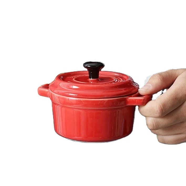 

Wholesale cookware kitchen household color mini casserole, cheap ceramic casserole for restaurant, Blue pink red green