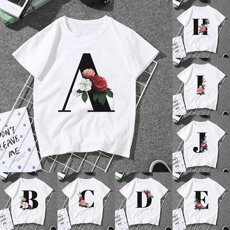 

26 Letters Loose Blouses Women Casual Tops Tee T Shirts
