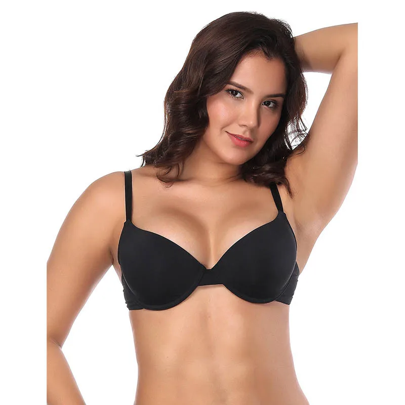 

Hot sale high quality Women Full Cup Bra Smooth Underwire large cup size bra gather push up plus size bras for fat women, Black,skin color,wine red,white
