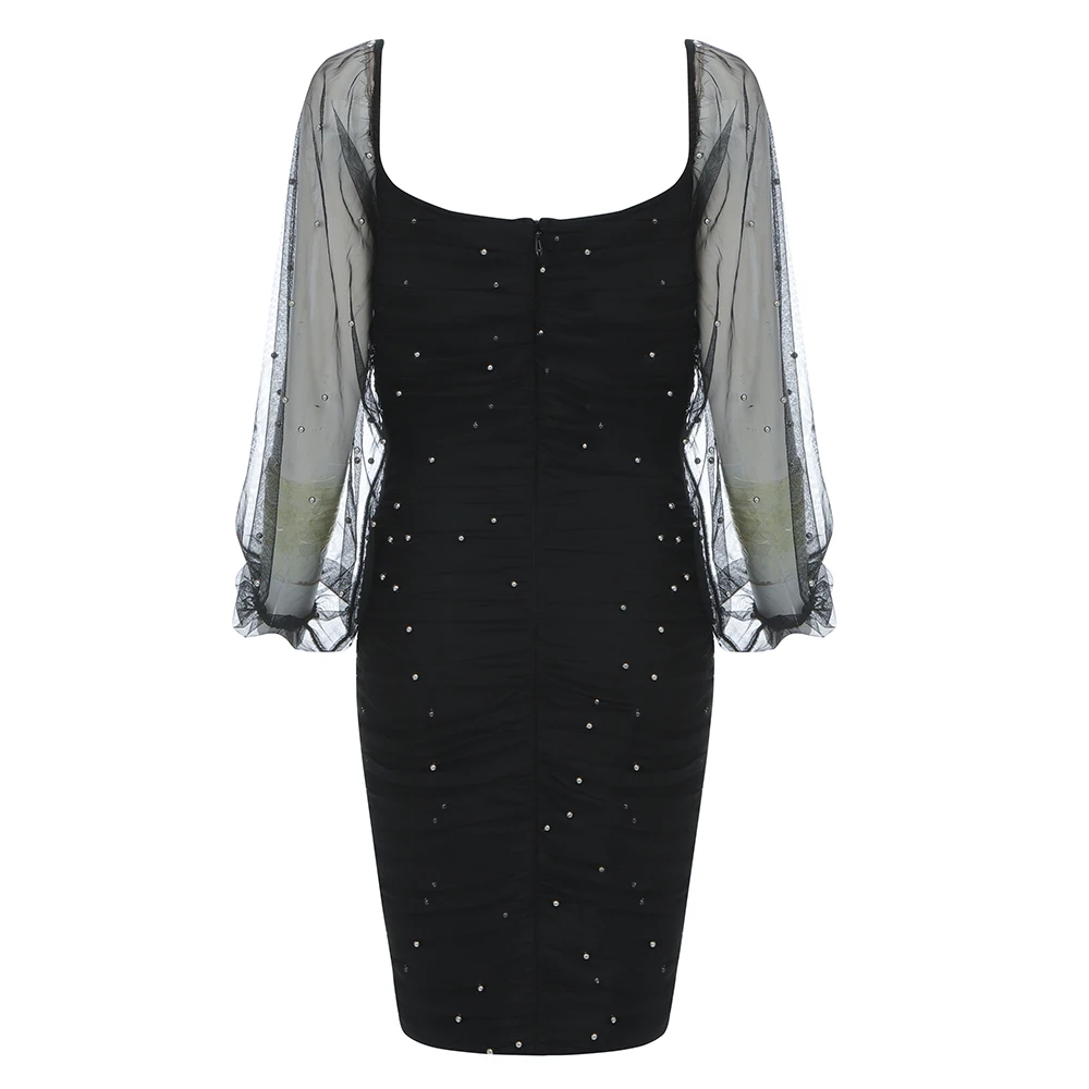 

2021New Spring Summer Custom Women Luxury Sexy V Neck black Pleated short Formal Evening Dress Fashion Casual Lace Element, Customized color