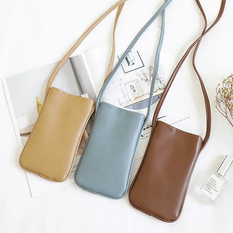 

Custom Soft Thin Mobile Phone Pu Leather Crossbody Bag For Women, Multi colors choose from or customized color