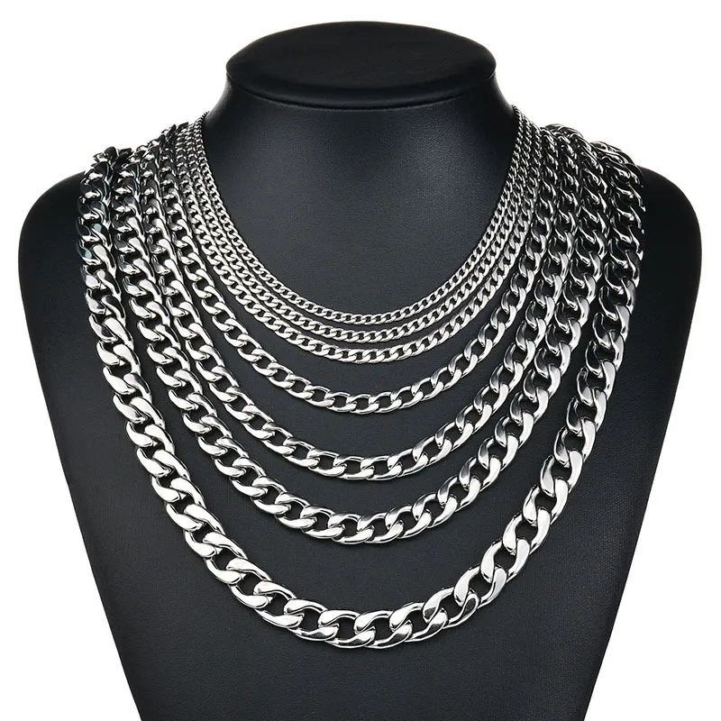 

Punk Statement 4/6/8/10/12mm Titanium Steel Cuban Chain Necklace 316L Stainless Steel Cuban Chain Necklace For Party