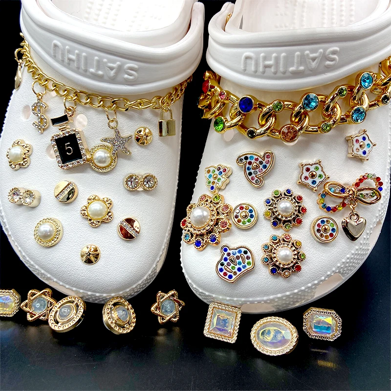 

Wholesale Metal Bling Pvc Shoe Charms Buckles Shoes Accessories Ornaments Fit For Designer Croc Charms