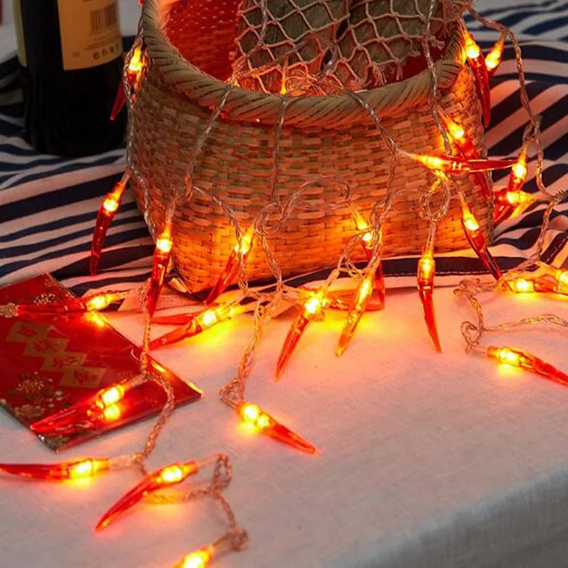 3M20 LED red chili string lights battery-powered fairy lights for Chinese New Year spring holiday party decoration