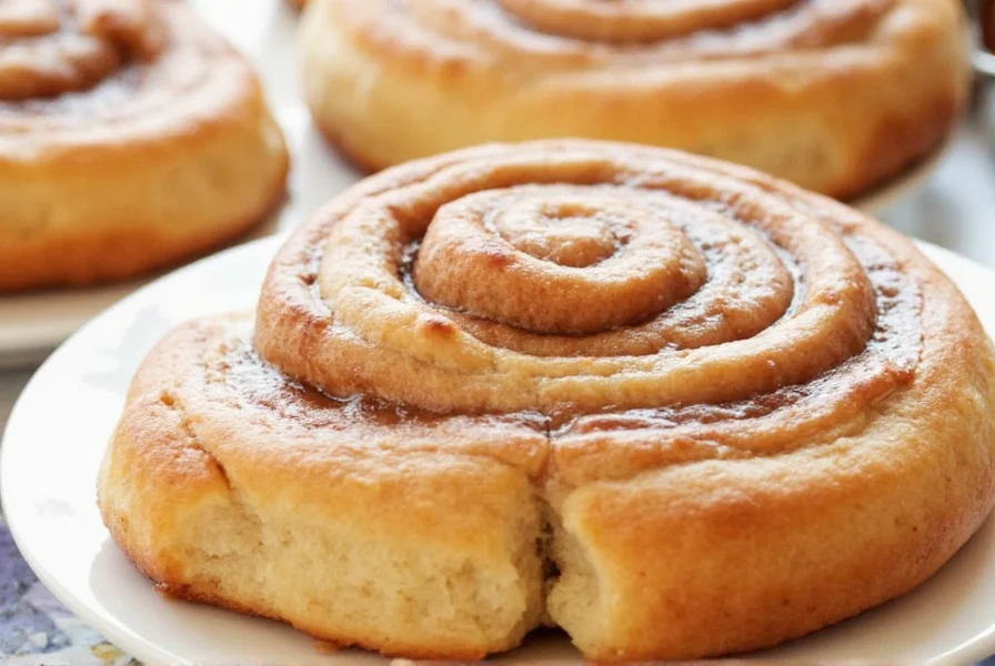 Finished tiktok cinnamon rolls with gooey caramel drizzle and powdered sugar topping
