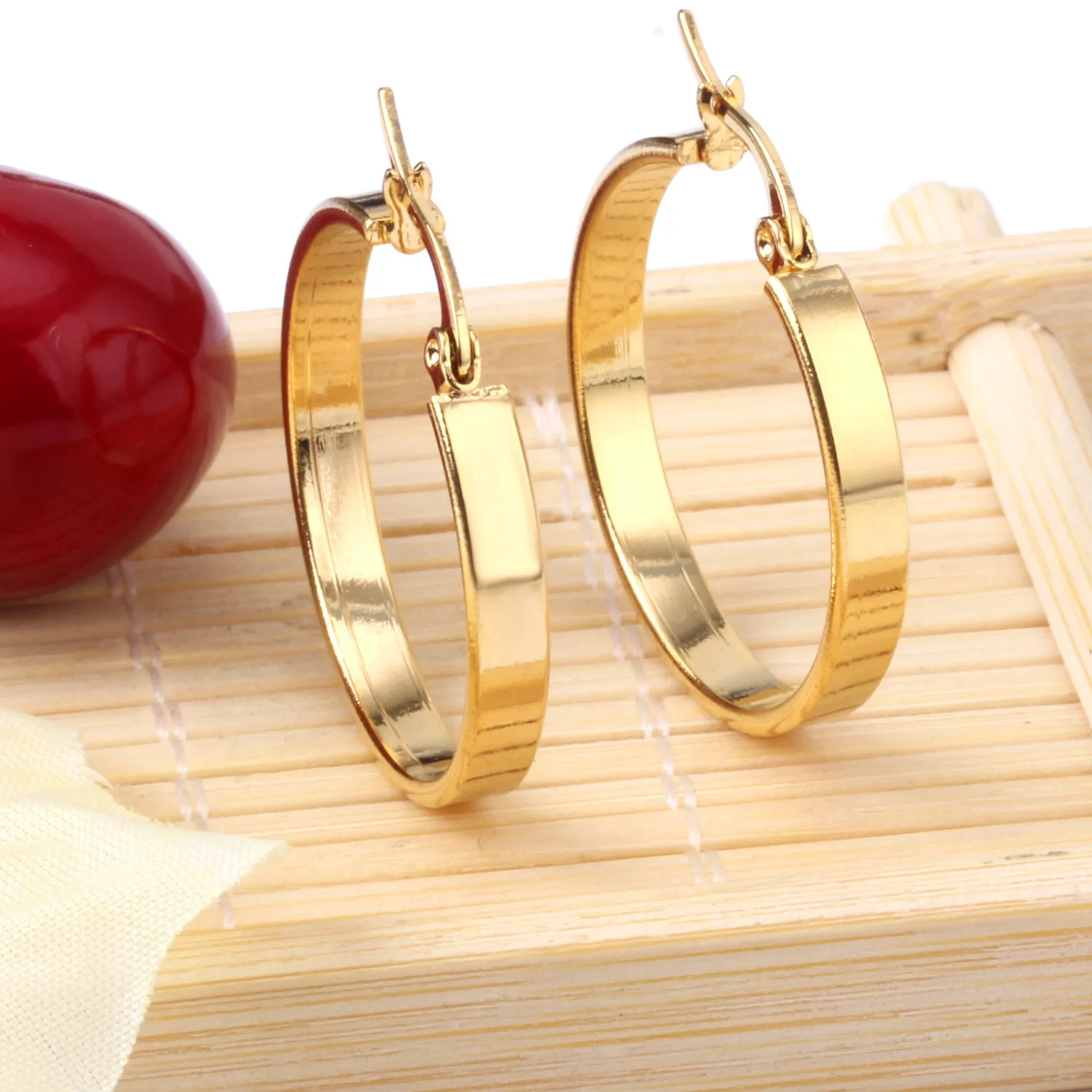 Mexican Jewelry 10mm-25mm Stainless Steel Big Wide Circles Fashion Gold Plated Hoop Earrings For Women