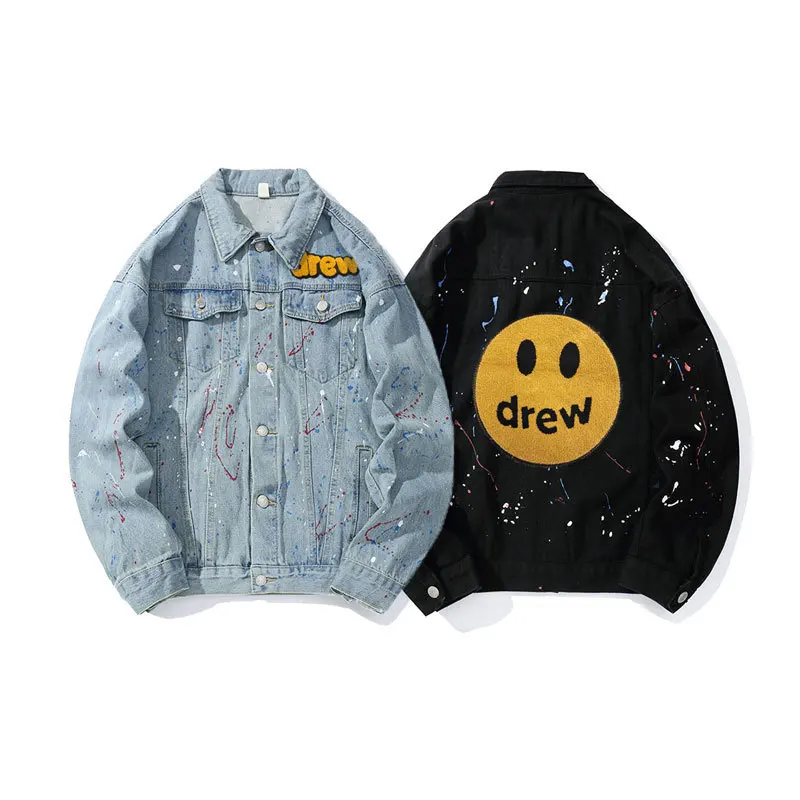 

IHJ6527 Fall street jacket single-breasted loose blue jacket denim for men
