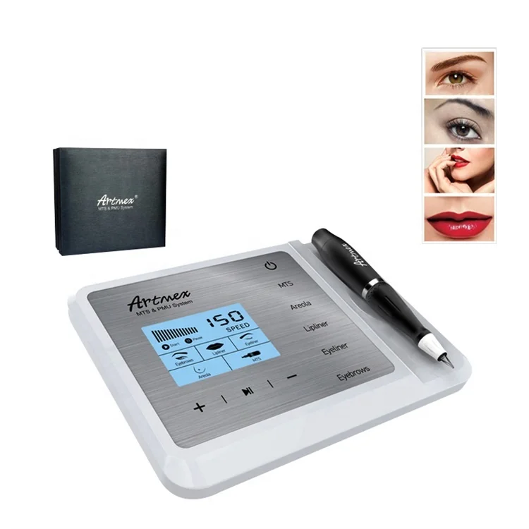 

Portable Foot Control Digital Microblading Machine With Permanent Makeup Cartridge Needles & PMU Tattoo Eyebrow Pen Artmex V9