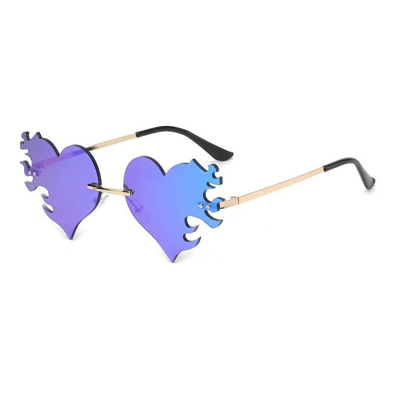 

2022 Superior Brand Designer Party Trendy UV 400 Polarized Gold Frame Rimless Love&Rose Heart Shaped Candy Color Sunglasses, Picture shows