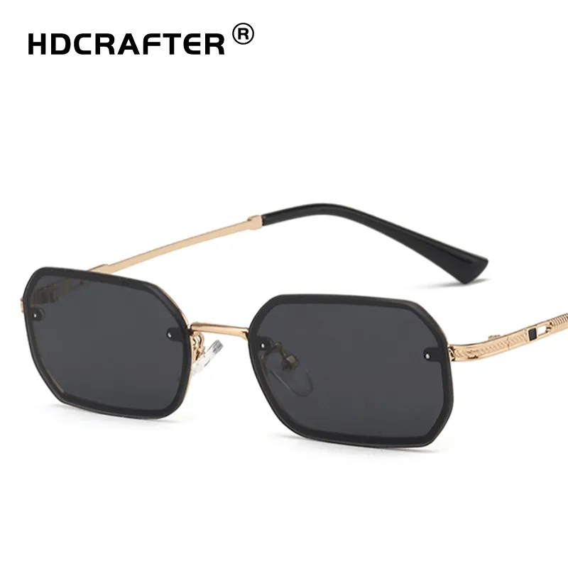 

HDCRAFTER new trend invisible rectangular sunglasses unisex AC polarized uv400 OEM rimless metal eyeglasses ins hot sales 2021