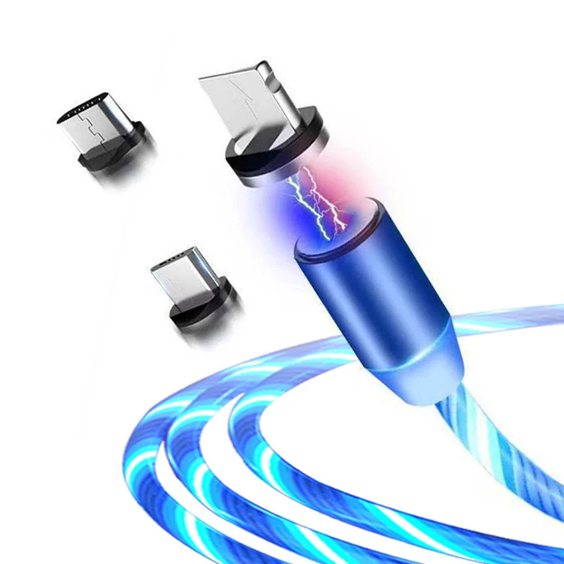 

1m usb magnetic cable usb pvc magnetic cable 3 in 1 magnetic usb cable with led, Black, red, silver, blue