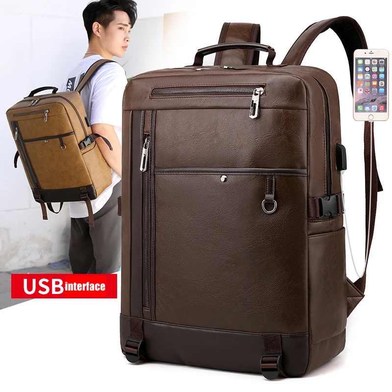 

Fashion hot selling Pu leather college bags with USB charge port