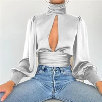 

Wholesale Top Women Long Sleeves Sexy Silk Shirt Tops