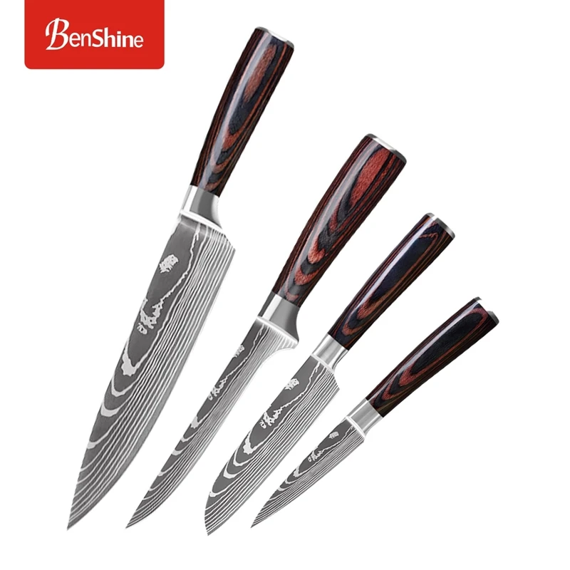 

4 pcs stainless steel Pakka wood handle kitchen knife set with best price