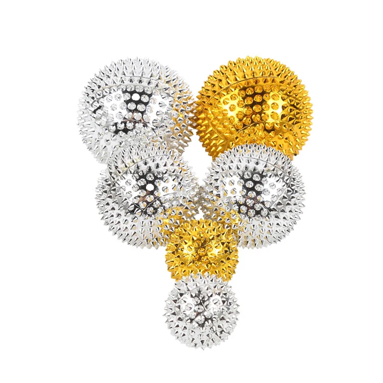 

Acupressure Spiky Magnetic Massage Balls for Hand and Body, Silver and gold