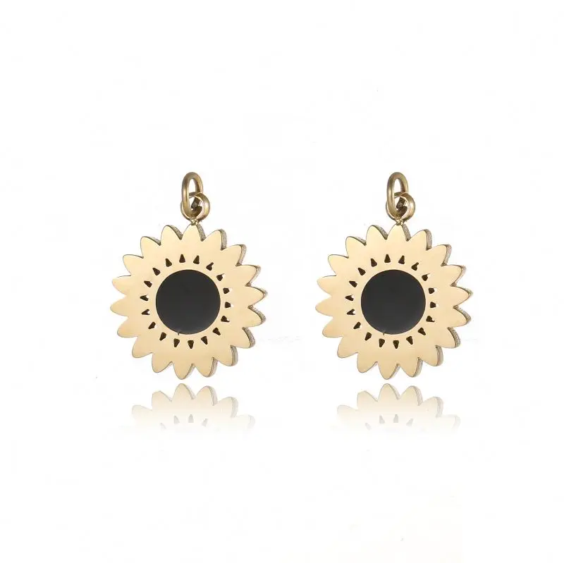 

Gold-plated stainless steel black sun flower necklace accessories pendant necklace female fashion simple jewelry accessories