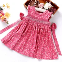 

baby girls smocking dress floral flower dresses ruffles handmade kids clothes summer summer baby frock children clothes lot 538