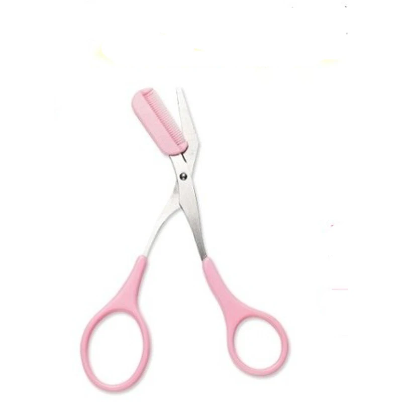 

Free shipment JI-215 Makeup Tesoura Para Sobrancelha small stainless steel eyebrow scissors with comb makeup scissors, Pink
