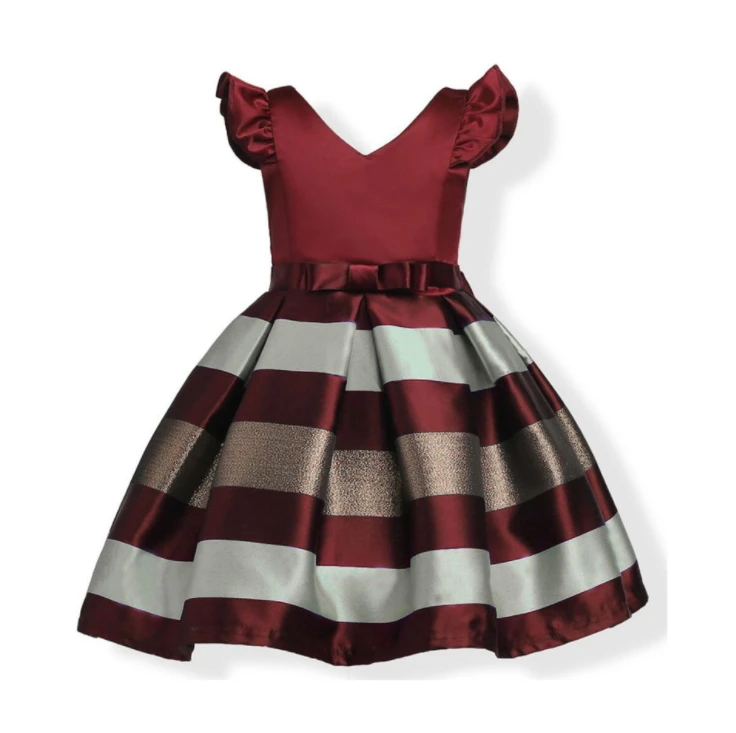Children's Christmas dress princess striated dress