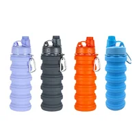 

2019 New product FDA and BPA free silicone water bottle collapsible drinking sport bottle