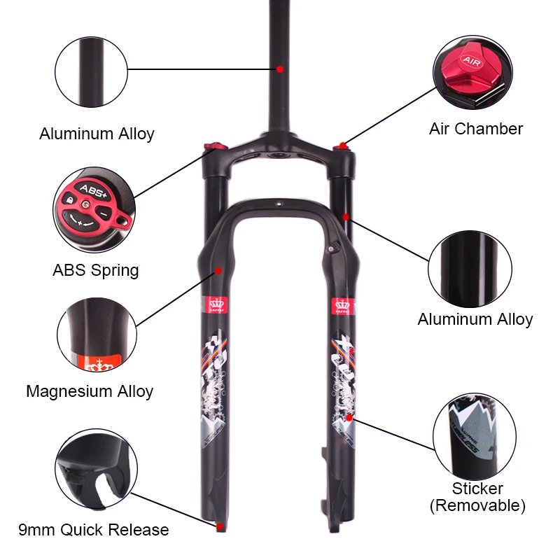 26" Suspension Fork Mtb Locking Fat Bike Air Bicycle Suspension Forks