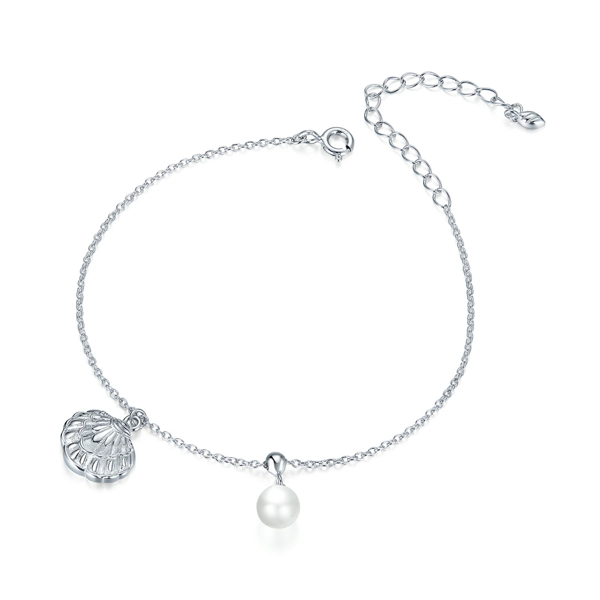 

Shell and Pearl Link Chain Bracelets for Women 925 Sterling Silver Bracelets