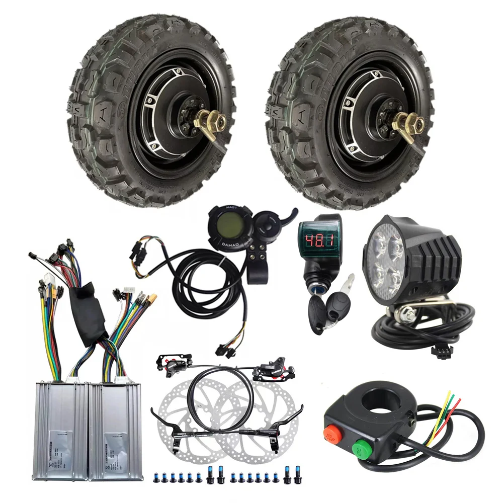 90/65-6.5 11 Inch 48V 60V 1500W Brushless Disc Brake Electric DIY Dual Scooter Hub Motor Conversion Kit