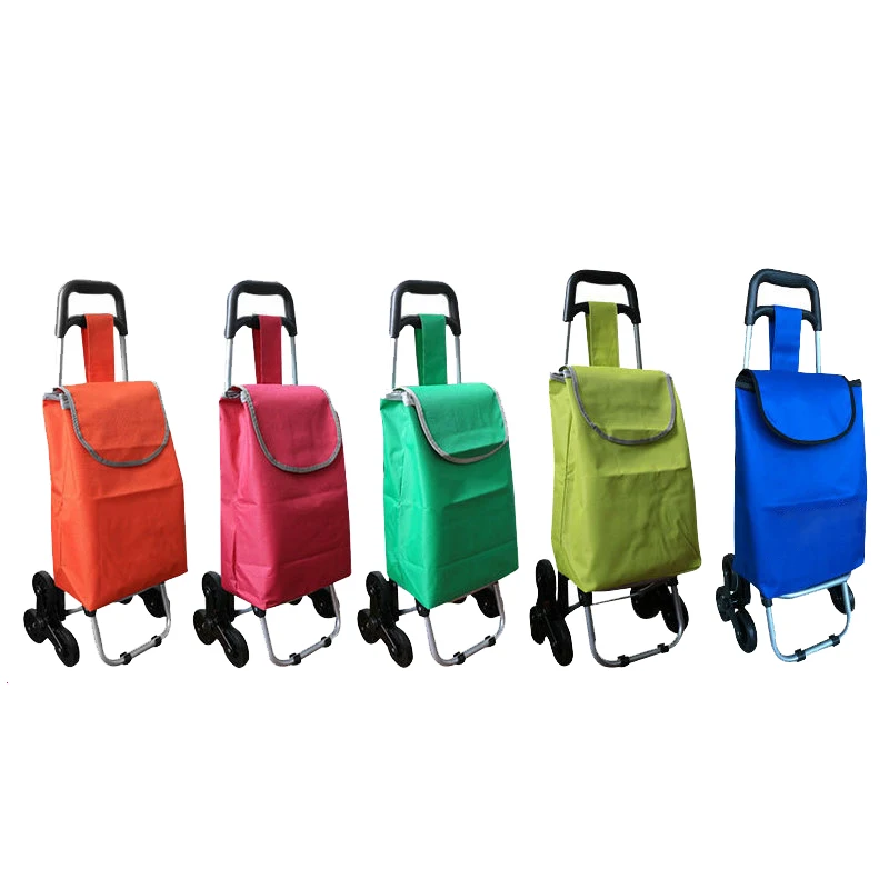 Shopping Trolley Bag Portable Foldable Tote Bag Shopping Cart Grocery Bags With Wheels Rolling