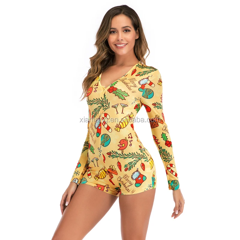Wholesale Custom Logo Bodycon Stretchy Pajama Onsie Sleep Wear Women