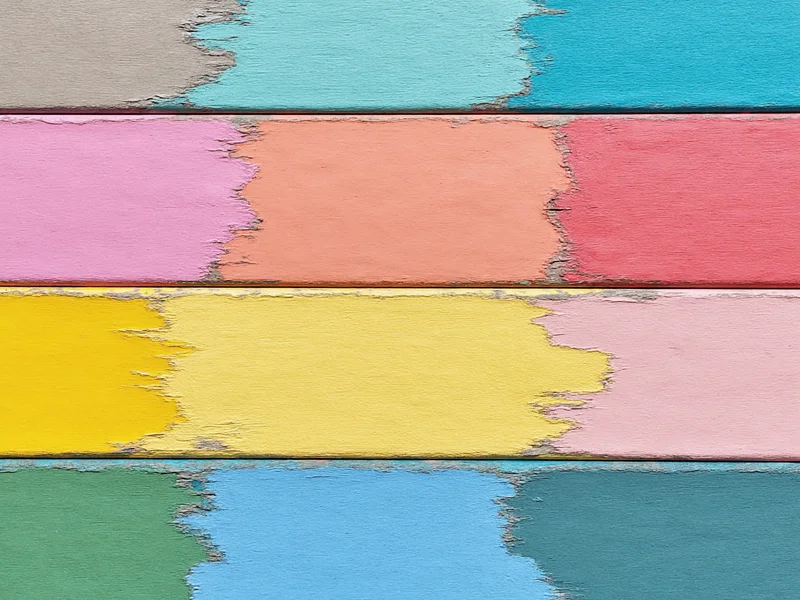 Various DIY chalk paint color samples on wood