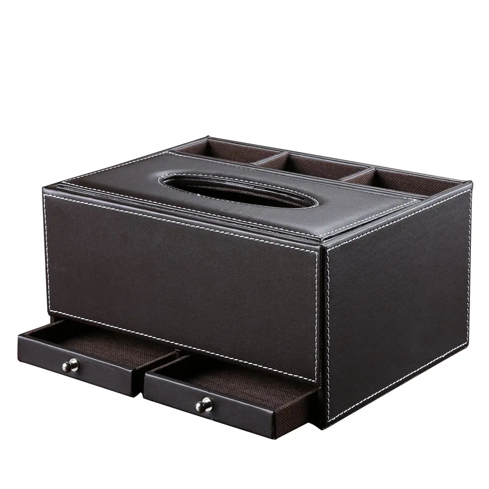 
Hot tissue box desktop office supplies multi-functional creative leather desk 