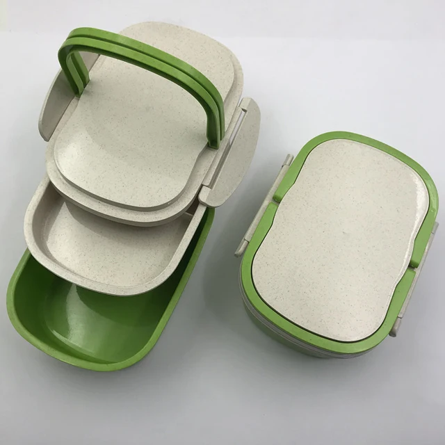 

Promotional Wholesale Bamboo Straw Fiber Wheat Warm Stack Customize Lunch Bento Box