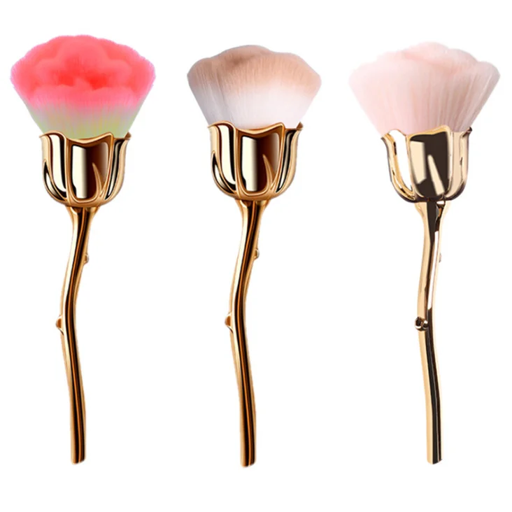 

High Quality Rose Flower Design Nail Dust Brush Cute Beauty Powder Brush Blush Makeup Brush